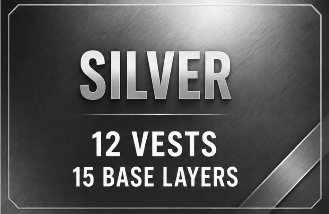 Rockintor® Silver Dealer Pack — 12 Vests + 15 Base Layers
